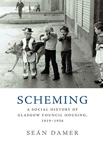 Book cover: children and a dog in front of Glasgow council housing.