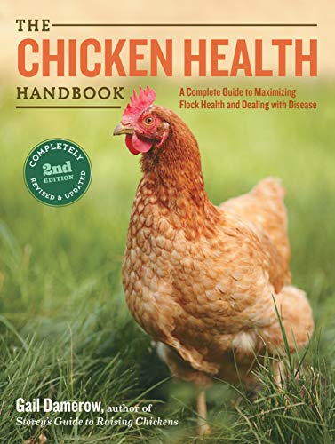 Book cover: "Chicken Health Handbook, 2nd Edition" featuring a brown chicken.