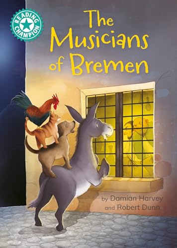 Book cover: donkey, dog, cat, and rooster looking at a window.