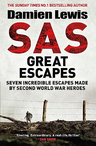 Book cover: "SAS Great Escapes" with a soldier silhouette in a field.