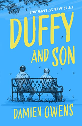 Book cover: “Duffy and Son” with two figures on a park bench.