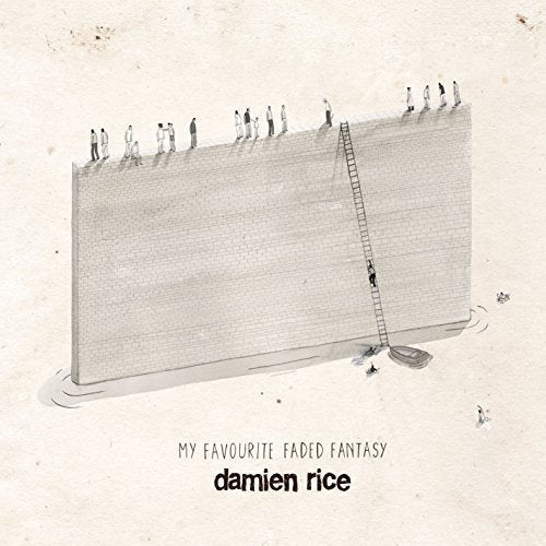 "Damien Rice album cover featuring a sketch of people on a giant book page."
