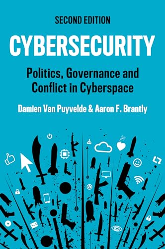 Book cover: "Cybersecurity" with icons of weapons, tech, and social media.