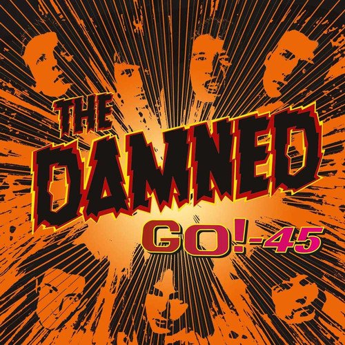 The Damned “Go! - 45” vinyl record cover with orange and black graphics.