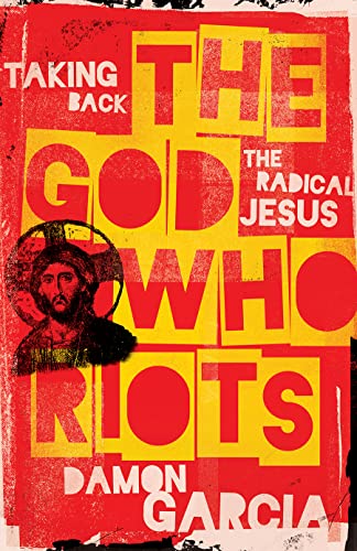 Book cover with bold red and yellow text, featuring a portrait of Jesus.