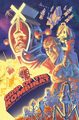 Book cover: spaceships, robots, and people in a colorful, illustrated scene.