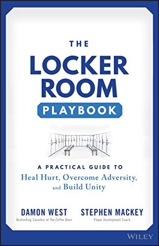 Book cover: "The Locker Room Playbook" with a bench image and blue text.