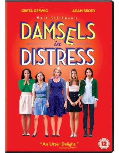 DVD cover for "Damsels in Distress" featuring five young women.