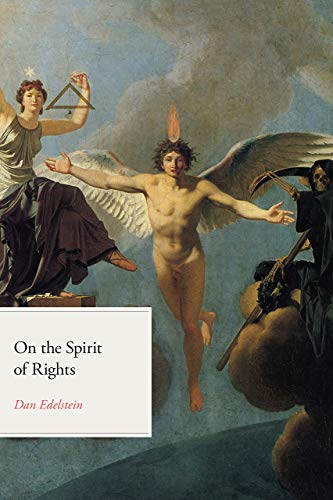 Book cover with classical painting of figures and text: “On the Spirit of Rights.”