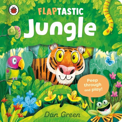 Book cover with a tiger, parrot, and other jungle animals.