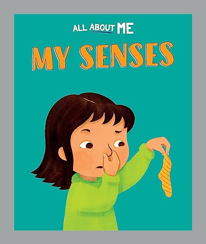 Book cover with illustration of a child smelling a striped object.
