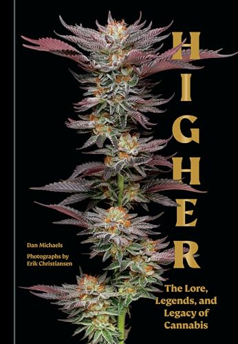 Book cover featuring a large cannabis plant and the title "Higher.
