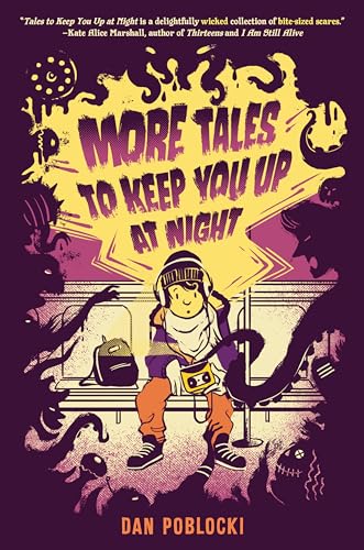 Book cover: boy with headphones surrounded by spooky, dark figures.