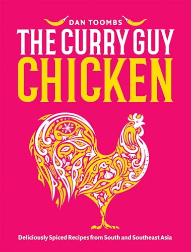 Book cover: “The Curry Guy Chicken” with a yellow rooster illustration.