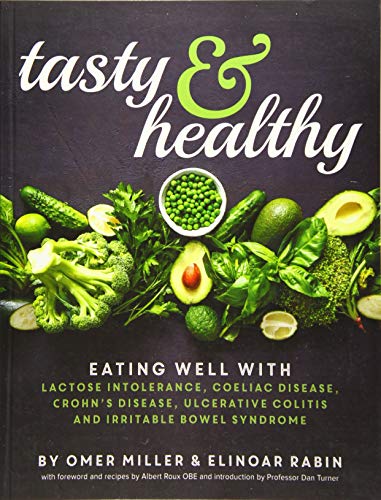 Book cover titled Tasty & Healthy with green vegetables on a dark background.