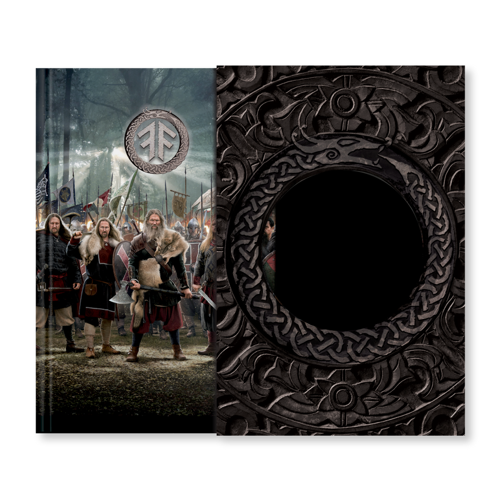 Deluxe album cover featuring Viking warriors and ornate Celtic knotwork.