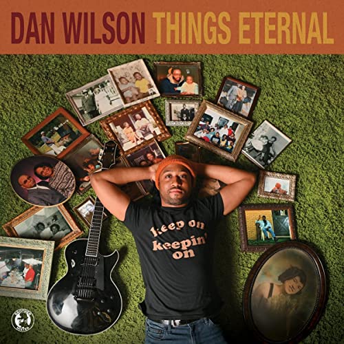 CD cover: Dan Wilson with photos and a guitar on green grass.