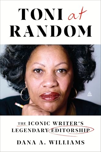 Book cover featuring Toni Morrison with pencil, titled “Toni at Random.”