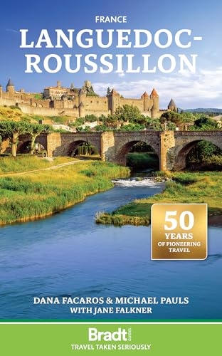 Book cover for France: Languedoc-Roussillon showing a stone bridge, river, and medieval walled city.