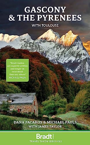 Book cover showing a stone house, autumn forest, and snow-capped mountains at sunset.