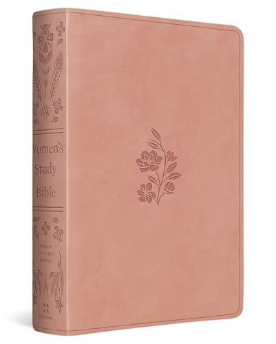 Dusty rose leather-bound Bible with floral details and "Women's Study Bible" text.