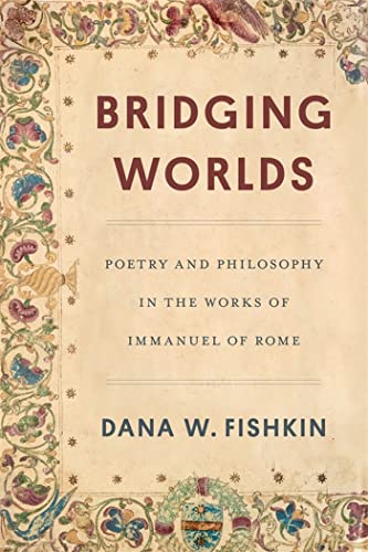 Book cover with ornate floral border, title “Bridging Worlds” and author’s name.