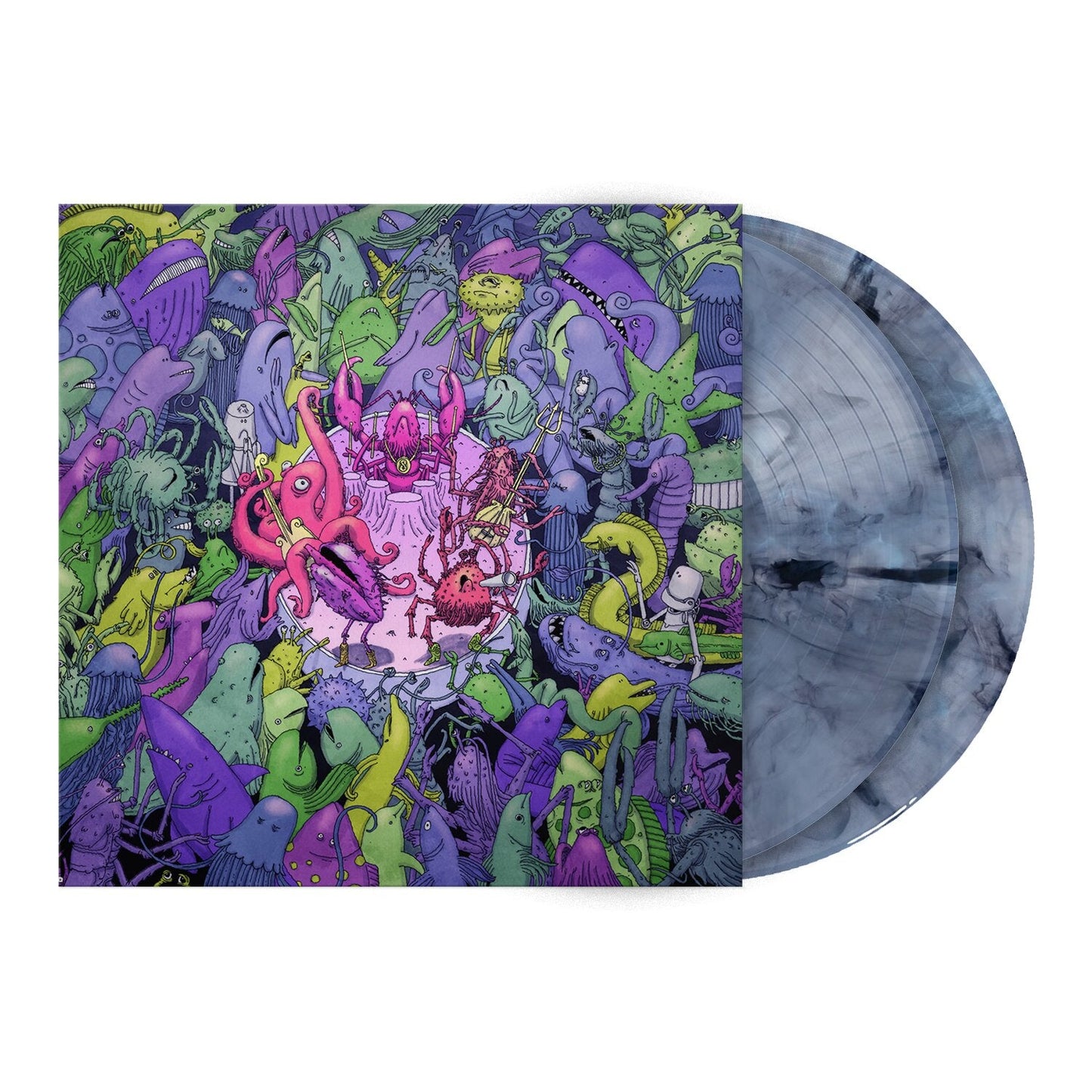 Dance Gavin Dance vinyl album cover with illustrated figures and two records.