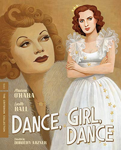 Illustrated cover art featuring Maureen O'Hara and Lucille Ball from Dance, Girl, Dance.