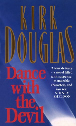 Book cover: "Dance With The Devil" by Kirk Douglas, blue background.