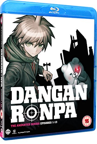 Blu-ray cover for "Danganronpa The Animation" featuring a young man and bear.