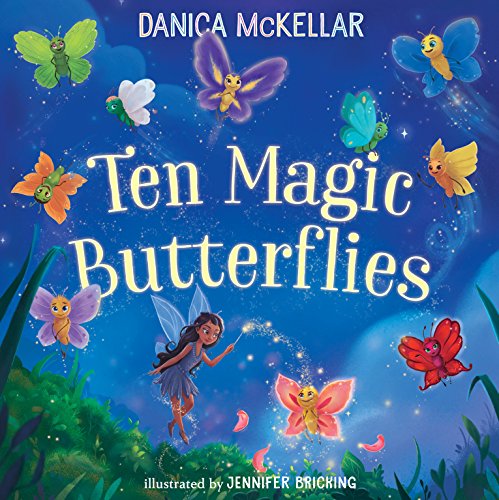 Book cover with colorful butterflies, a fairy, and the title "Ten Magic Butterflies".
