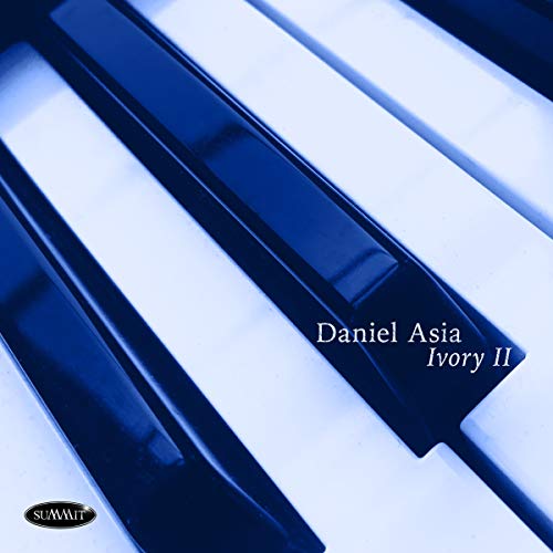 Close-up of piano keys with the text Daniel Asia Ivory II and Summit logo.