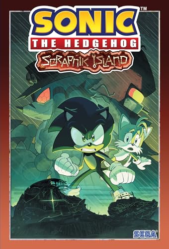 Sonic and Tails stand before a mechanical island and large robot.