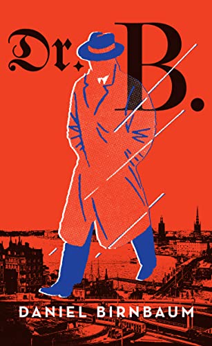 Book cover: red figure in coat over a city skyline.