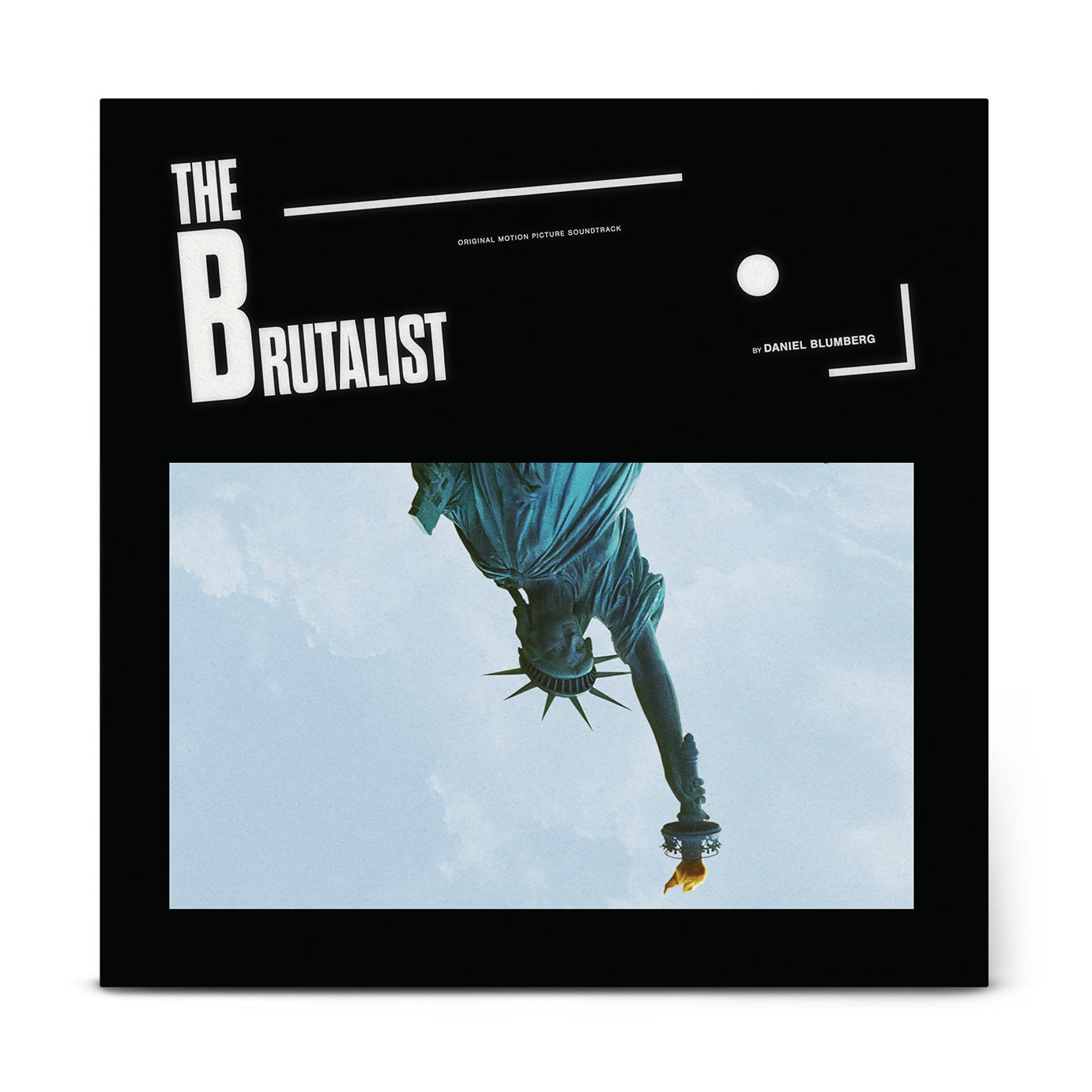 CD cover for "The Brutalist" soundtrack, featuring Statue of Liberty imagery.