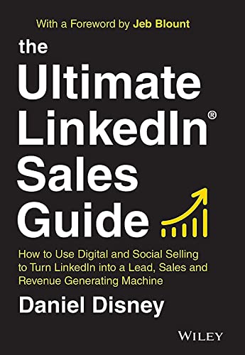 Black book cover with white text: "The Ultimate LinkedIn Sales Guide" by Daniel Disney.