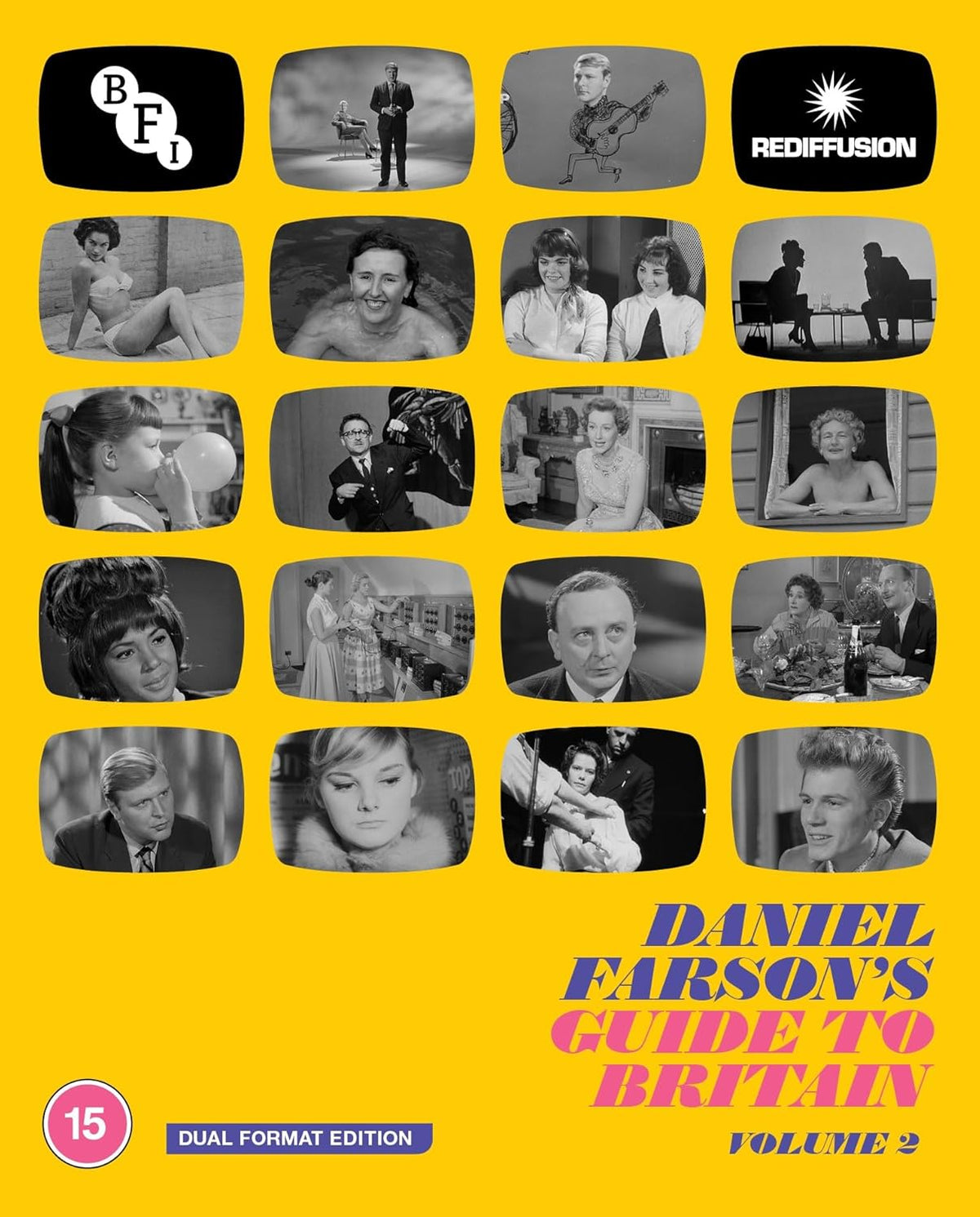 Yellow Blu-ray cover featuring a grid of black and white film stills.