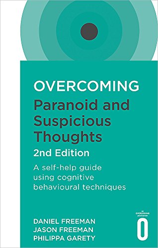 Book cover with teal concentric circles and white text: "Overcoming Paranoid and Suspicious Thoughts".