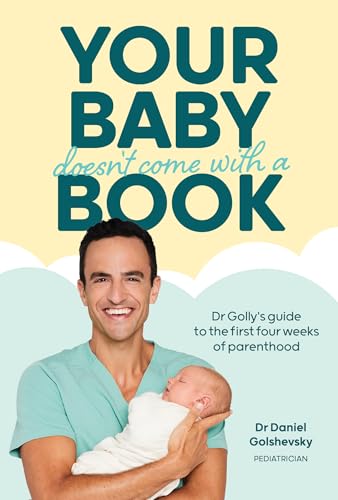 Book cover with a doctor holding a sleeping newborn baby.