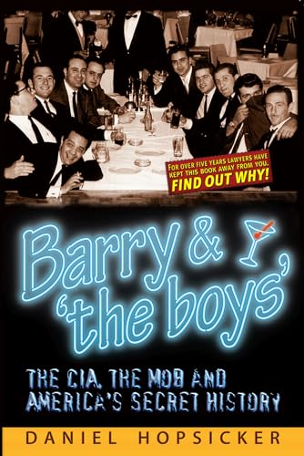 Book cover showing men in suits at a dinner table with neon title text.