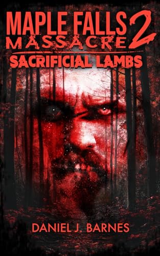 Book cover with a bloodied face and dark forest background.