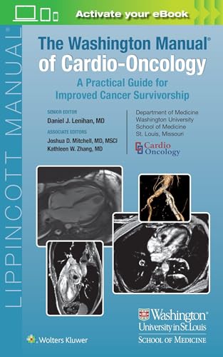 Cover of "The Washington Manual of Cardio-Oncology" with heart scan images.