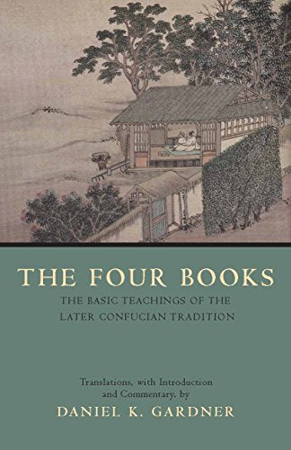 Book cover with a traditional East Asian landscape and title "The Four Books".