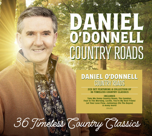 CD cover for Daniel O’Donnell’s “Country Roads” featuring his portrait.