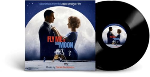 Vinyl record and cover art featuring a man and woman before a large moon.
