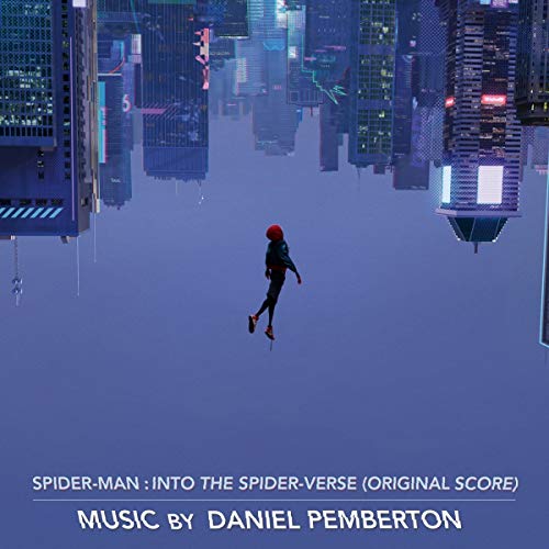 “Spider-Man: Into the Spider-Verse” soundtrack CD cover with falling Spider-Man.