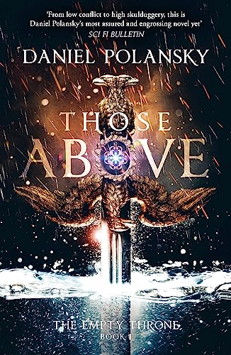 Book cover: “Those Above” features a sword, eagle, and glowing orb.