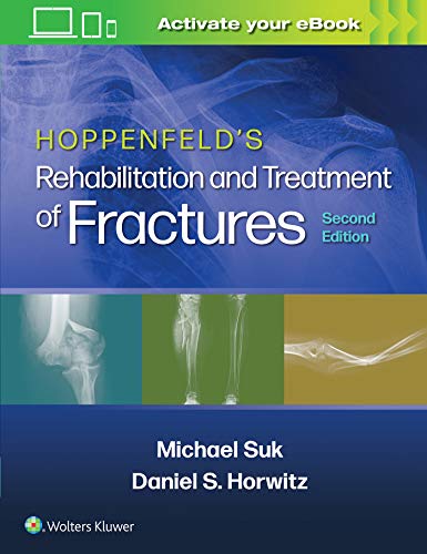 Book cover for Hoppenfeld's Rehabilitation and Treatment of Fractures featuring medical X-ray images.