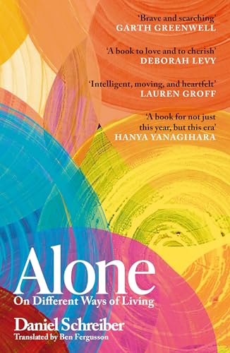 Book cover with swirling colorful paint and the title “Alone” in white.