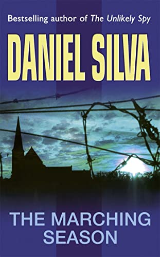 Book cover: dark silhouette of a church, barbed wire, and a rising sun.